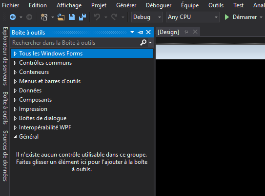 Boite à outils de Visual Studio 2017