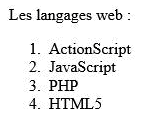 HTML Exemple de liste numérotée