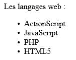 HTML Exemple de liste à puces