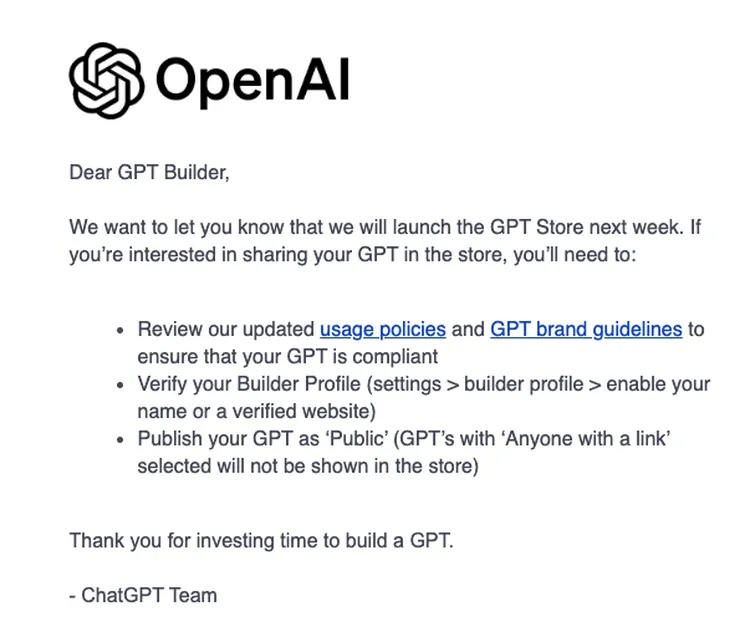 Ouverture imminente du GPT Store d'OpenAI, les dernières avancées dans le monde de l'IA, de la GenAI et des partenariats technologiques